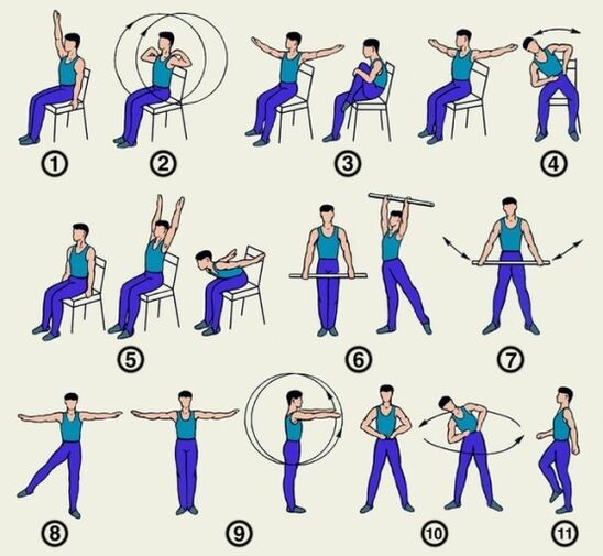 A set of exercises for osteocondrosis